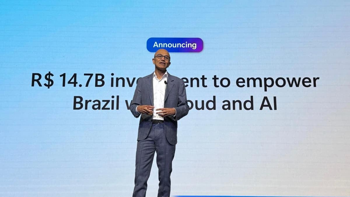 Satya Nadella, CEO da Microsoft, anuncia plano de investir R$ 14,7 bilhões no Brasil