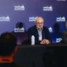 Representantes da Drumwave e Dataprev em coletiva de imprensa no Web Summit Rio 2025