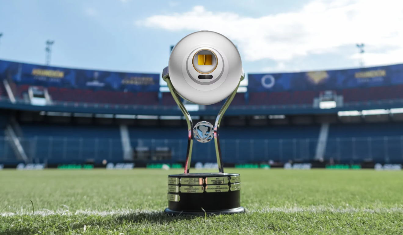 Taça da Conmebol Sudamericana com a Orb, câmera da World ID | Foto: Divulgação Conmebol