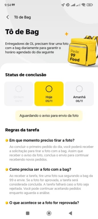 App 99Food para os entregadores