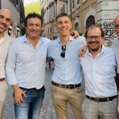Fundadores da Generative Bionics: Daniele Pucci, Alessio Del Bue, Marco Maggiali, Andrea Pagnin, Davide Rota e Jeffrey Libshutz | Foto: Divulgação