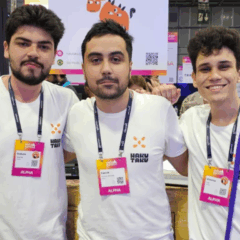 Raduan Muarrek, CEO da Hakutaku, acompanhado de Patrick Miranda, COO, e Vinicios Lugli, CTO