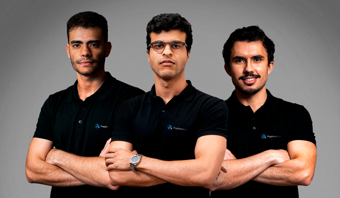 Em sequência, Elton Cipriano, CPO; Gabriel Aguiar, CEO; e Felipe Ferreira, CRO da PagAmerican Em sequência, Elton Cipriano, CPO; Gabriel Aguiar, CEO; e Felipe Ferreira, CRO da PagAmerican